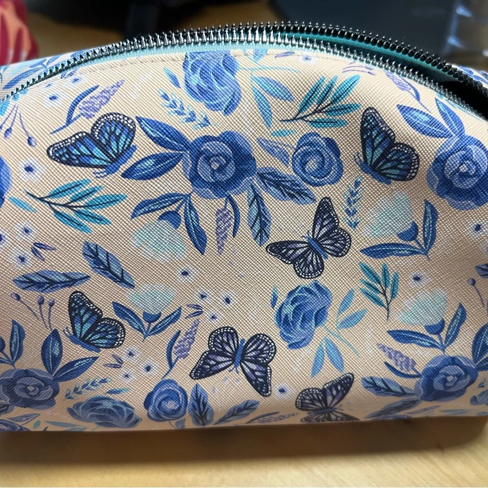 Blue Floral Cosmetic Bag